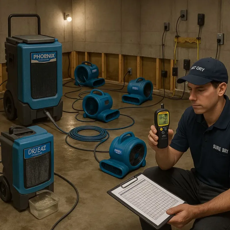 Structural Drying and Dehumidification process in Dracut, MA